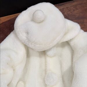 Girls Kids White Faux Fur Dress Jacket Coat with Hat Size 5